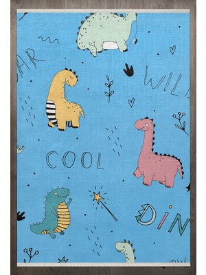 Bespoky 140x200 cm Mavi Child Modern Yıkanabilir Halı | Yatak Odası Çocuk Odası Halısı | Leke Tutmayan Kaymaz | F_CHİLD-1019