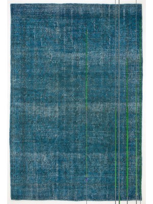 Savona Mavi Göbekli Tensel Modern Desenli Yün Hav Toz Vermez Leke Tutmayan Salon Yolluk Mutfak El Dokuma Halı