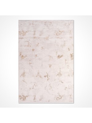 Bespoky 80x150 cm Krem Safir Modern Etnik Yıkanabilir Halı | Mutfak Balkon Yatak Odası Halısı | Leke Tutmayan Kaymaz | SAFİR-17310K