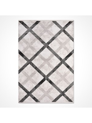 Sierra Gri Geometrik Etnik Modern Desenli Hav Vermeyen Leke Tutmayan Kolay Temizlenen Yumuşak Makine Salon Yolluk Mutfak Halı