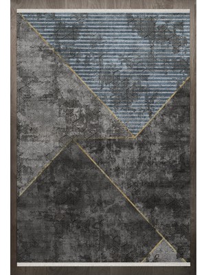 Bespoky 80x150 cm Antrasit Barcelona Modern Yıkanabilir Halı | Mutfak Balkon Yatak Odası Halısı | Leke Tutmayan Kaymaz | F_BARCELONA-708