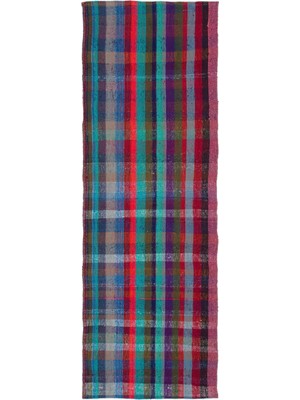 Teselya Mavi Çizgili Yün Modern Desenli Yün Hav Toz Vermez Leke Tutmayan Salon Yolluk Mutfak El Dokuma Halı