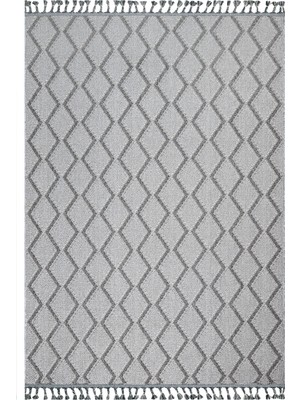 Ensley Gri Geometrik Etnik Modern Desenli Hav Vermeyen Leke Tutmayan Kolay Temizlenen Yumuşak Makine Salon Yolluk Mutfak Halı