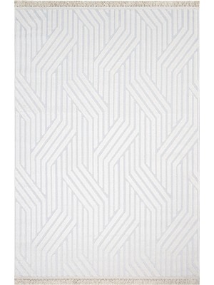 Bespoky 150x230 cm Beyaz Cool Modern Etnik Yıkanabilir Halı | Salon Yatak Odası Mutfak Halısı | Leke Tutmayan Kaymaz | COOL-CES01