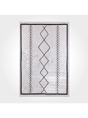 Bespoky 80x150 cm Gri İskandinav Yıkanabilir Halı | Mutfak Balkon Yatak Odası Halısı | Hav Vermez Leke Tutmaz Kaymaz | İSKANDİNAV-3007PC