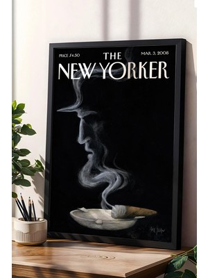 The New Yorker Çerçeveli Tablo March 3 2008 - Bir Duman Bulutu Puro Tablosu