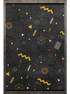 Bespoky 80x150 cm Sarı Scandinavian İskandinav Modern Yıkanabilir Halı | Mutfak Balkon Yatak Odası Halısı | Leke Tutmayan Kaymaz | F_SCANDİNAVİAN-8003