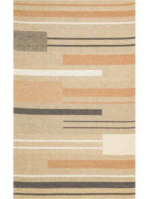 Gleisdorf Kahverengi Çizgili Etnik Modern Desenli Akrilik Hav Vermeyen Leke Tutmayan Kolay Temizlenen Yumuşak Makine Salon Yolluk Mutfak Halı