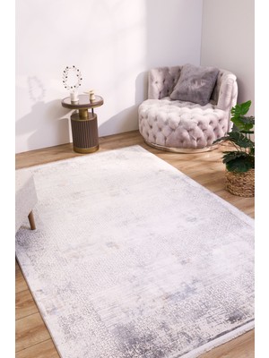 Bespoky 80x150 cm Gri Yıkanabilir Halı | Yatak Odası Mutfak Halısı | Leke Tutmayan, Kaymaz | 7871-GRİ