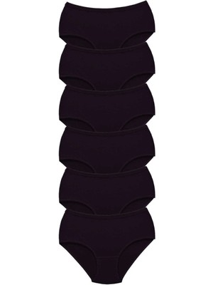 6 Adet Tutku Kadın Yüksek Bel Bato Kalın Lastik Külot Siyah