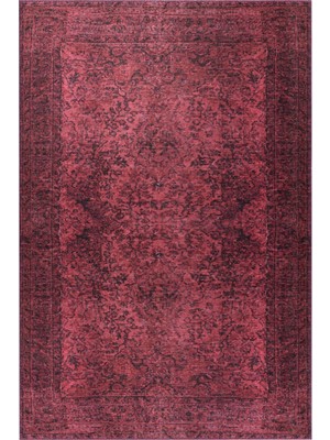 Bespoky 140x200 cm Kırmızı Dikdörtgen Klasik Yıkanabilir Halı | Yatak Odası Çocuk Odası Halısı | Leke Tutmayan Kaymaz | BA06-DİKDÖRTGEN