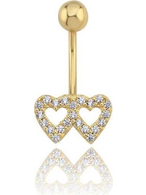 Taşlı Kalp Göbek Piercing