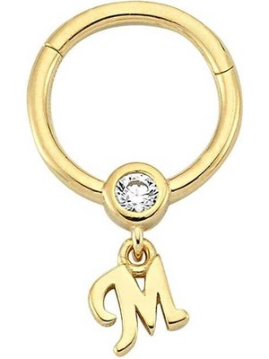Taşlı M Harfi Sallantılı Helix Piercing