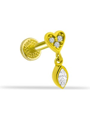 Kalpli Mekik Taş Sallantılı Minimal Tragus Piercing