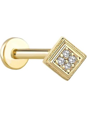 Kare Kesim Taşlı Tragus Piercing