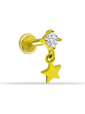 Taşlı Yıldız Sallantılı Minimal Tragus Piercing
