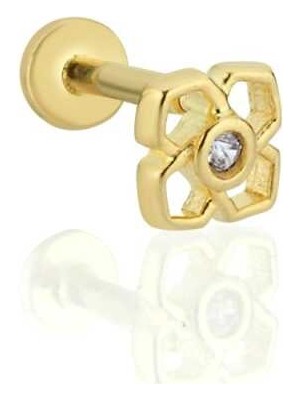 Dört Yapraklı Çiçek Tektaş Tragus Piercing