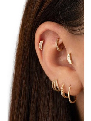 Üç Taşlı Kruvasan Tragus Piercing
