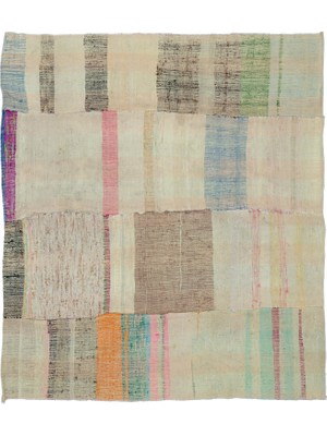 Iskece Bej Patchwork Yün Modern Desenli Yün Hav Toz Vermez Leke Tutmayan Salon Yolluk Mutfak El Dokuma Halı