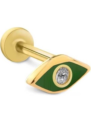 Green Göz Tek Taş Tragus Piercing