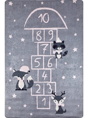 Lerida Figürlü Gri Polyester Dikdörtgen Modern Desenli Pamuk Makinada Yıkanabilir Hav Toz Vermez Leke Tutmayan Kaymaz Taban Dijital Makine Baskı Salon Yolluk Mutfak Halı