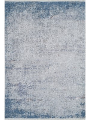 Hali.Net 80x150 cm Mavi Gri Soyut Modern Eskitme Halı | Salon Mutfak Halısı | Hav Vermez Hipoalerjenik | HALN-HLN1917