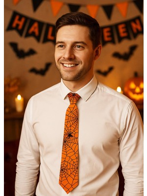 Parti Adresi Cadılar Bayramı Işıklı Kravat Halloween Parti Aksesuarı Turuncu
