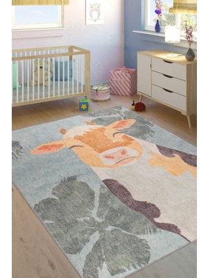 Saint-Nazaire Figürlü Mavi Polyester Dikdörtgen Modern Desenli Pamuk Makinada Yıkanabilir Hav Toz Vermez Leke Tutmayan Kaymaz Taban Dijital Makine Baskı Salon Yolluk Mutfak Halı