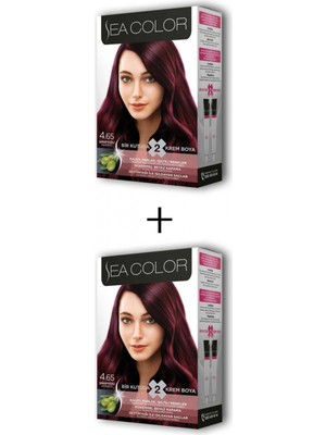 Sea Color 2x2 Tüp Krem Saç Boyası Seti Şarap Kızılı No:4.65