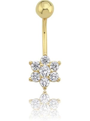 Taşlı Çiçek Göbek Piercing