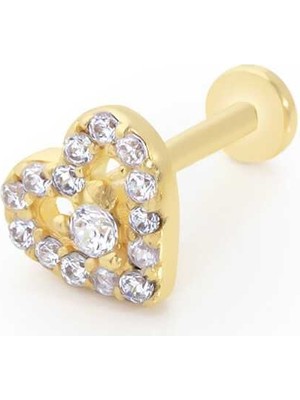 Taşlı Kalp Desen Tragus Piercing