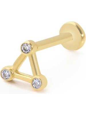 Üç Kenarı Taşlı Üçgen Model Tragus Piercing