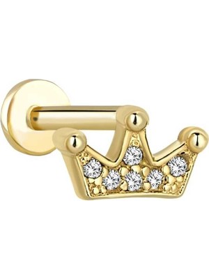 Kral Tacı Taşlı Tragus Piercing
