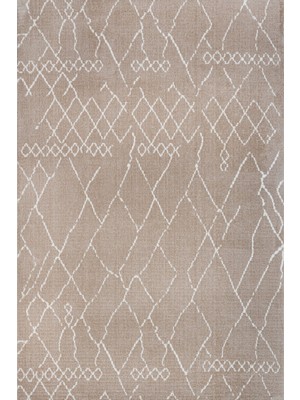Hali.Net 80x150 cm Kahverengi Bej Elmas Bohem Geometrik Yıkanabilir Halı | Salon Mutfak Halısı | Leke Tutmaz Hipoalerjenik | CREA_MONACO-16702