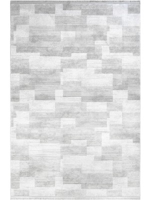 Berangaria Geometrik Gri Akrilik Dikdörtgen Modern Desenli Akrilik Hav Vermeyen Leke Tutmayan Kolay Temizlenen Yumuşak Makine Salon Yolluk Mutfak Halı