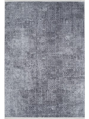 Hali.Net 80x150 cm Antrasit Dijital Baskı Etnik Patchwork Halı | Mutfak Balkon Salon Halısı | Hav Vermez Hipoalerjenik | HALN-HLN1999