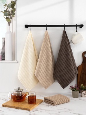Mutfak Havlu Şal Seti 4 lü Ramla SoftLine Çizgili Dokuma Renkli - 40x65 cm