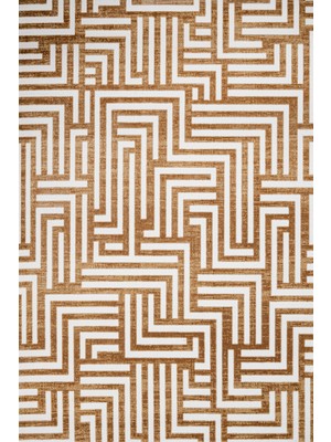 Hali.Net 120x120 cm Krem Kahverengi Labirent Modern Geometrik Yıkanabilir Halı | Salon Yatak Odası Halısı | Leke Tutmaz Hipoalerjenik | CREA_LONDRA-11507