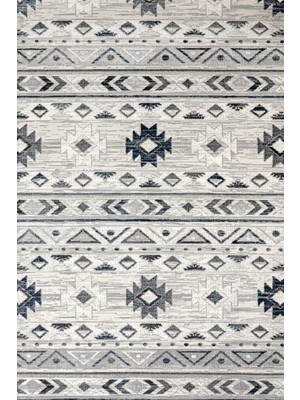Hali.Net 80x150 cm Gri Açık Gri Etnik Motifler Etnik Geometrik Halı | Salon Mutfak Halısı | Hav Vermez Leke Tutmaz | STN_LOYA-001G