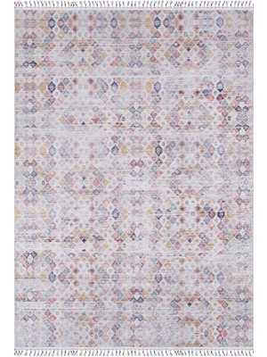 Hali.Net 120x180 cm Krem Çok Renkli Geometrik Kilim Bohem Modern Eskitme Etnik Halı | Salon Yatak Odası Halısı | Hav Vermez Hipoalerjenik | HALN-HLN5002