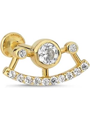 Combination Yuvarlak Taş Tragus Piercing