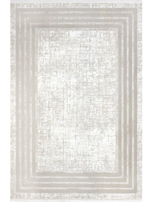 Bogey Geometrik Krem Polyester Dikdörtgen Modern Desenli Akrilik Hav Vermeyen Leke Tutmayan Kolay Temizlenen Yumuşak Makine Salon Yolluk Mutfak Halı