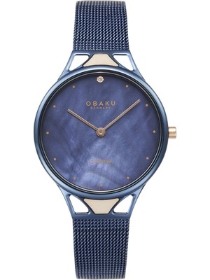 Obaku Denmark V302LXLLML Quartz Çelik Hasır Lacivert Safir Cam 32 mm Kadın Kol Saati