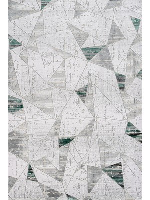Hali.Net 120x120 cm Gri Beyaz Soyut Modern Geometrik Yıkanabilir Halı | Salon Yatak Odası Halısı | Leke Tutmaz Hipoalerjenik | 17136-DAİRE