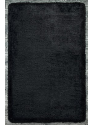 Tripp Düz Siyah Polyester Oval Modern Desenli Akrilik Hav Vermeyen Leke Tutmayan Kolay Temizlenen Yumuşak Makine Salon Yolluk Mutfak Halı