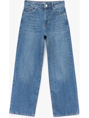 Pamuklu Bol Kalıp Düğmeli Cep Detaylı Baggy Jean Pantolon - Baggy Jeans