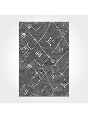 Hali.Net 80x150 cm Gri İskandinav Pamuk Yıkanabilir Klasik Halı | Mutfak Balkon Yatak Odası Halısı | Leke Tutmaz Hipoalerjenik | İSKANDİNAV-3037PC