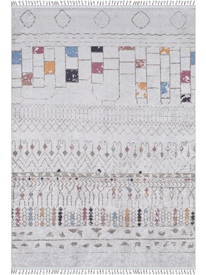 Hali.Net 80x150 cm Gri Açık Gri Geometrik Bohem Geometrik Halı | Salon Mutfak Halısı | Hav Vermez Hipoalerjenik | HALN-HLN5066