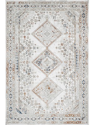 Hali.Net 160x160 cm Mavi Yuvarlak Pamuk Yıkanabilir Etnik Halı | Salon Yatak Odası Halısı | Leke Tutmaz Hipoalerjenik Çabuk Kuru | 7811A-DAİRE