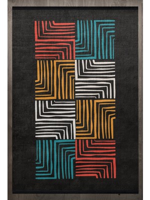 Bespoky 80x150 cm Kırmızı Scandinavian İskandinav Modern Yıkanabilir Halı | Mutfak Balkon Yatak Odası Halısı | Leke Tutmayan Kaymaz | F_SCANDİNAVİAN-8002